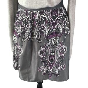 #118 SILK LOOK PLUM AND GRAY SKIRT